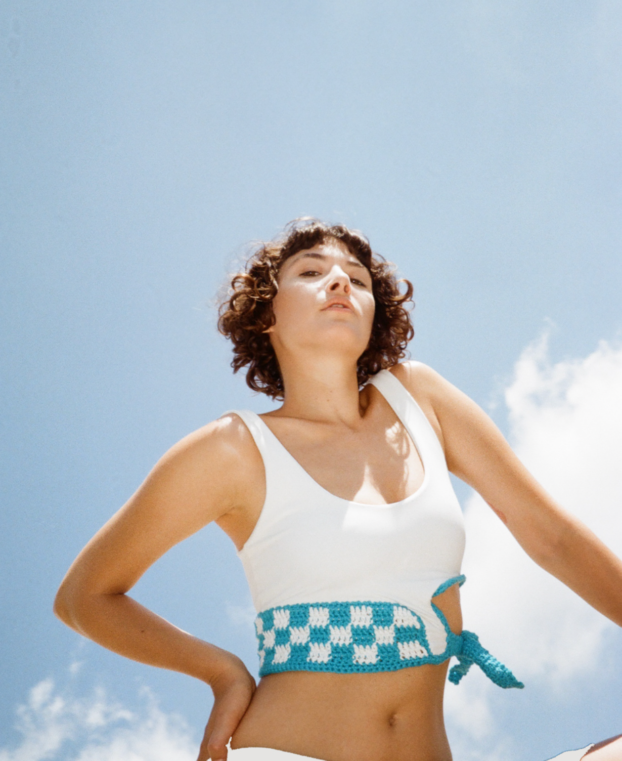 Checkered Crochet Swim Top