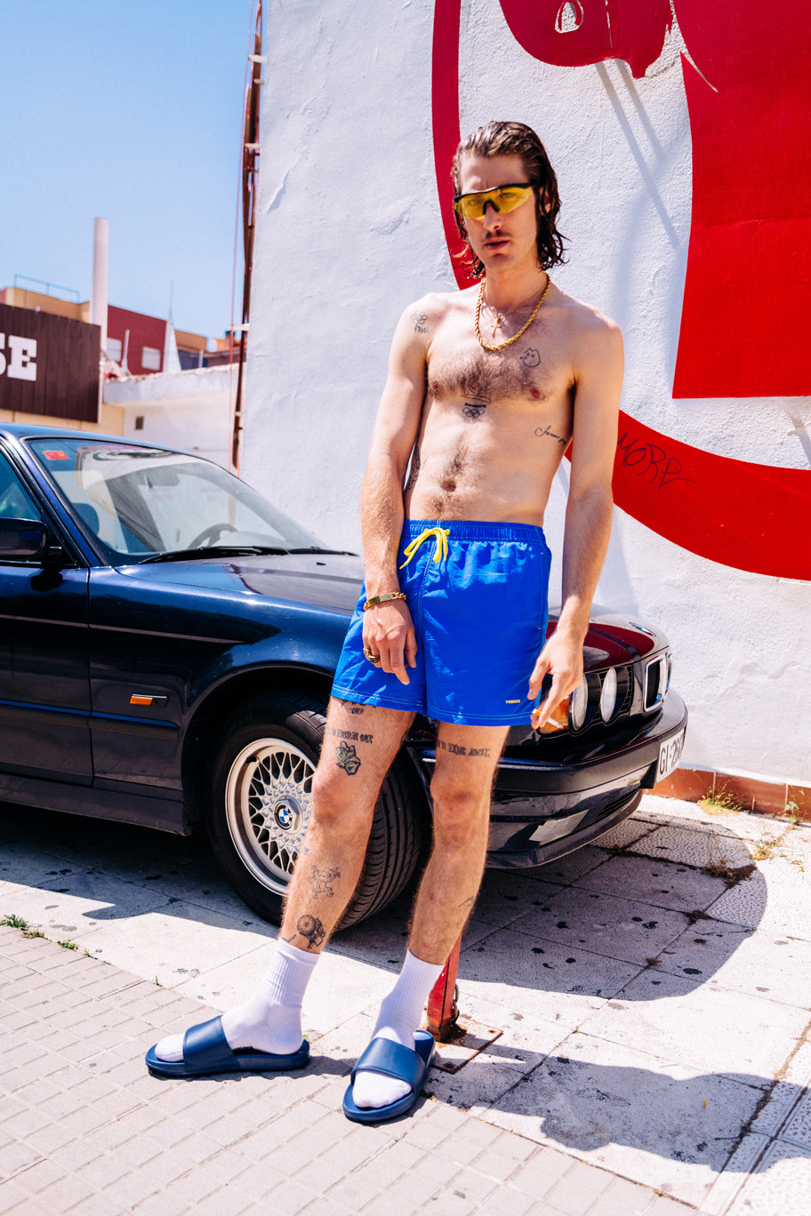 mens blue swim trunks
